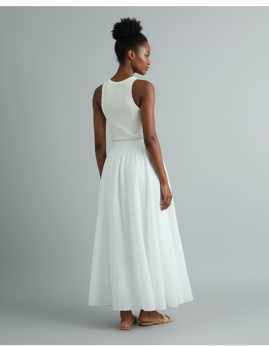 Jupe Longue Lin Blanc