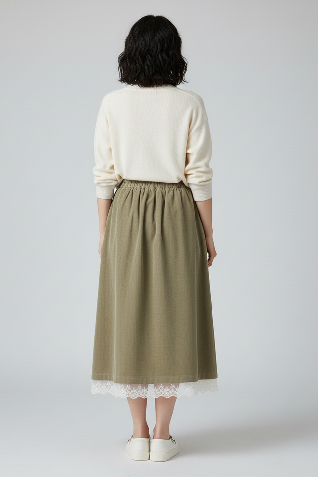 Jupe Longue Velours Côtelé Brodée Bohème