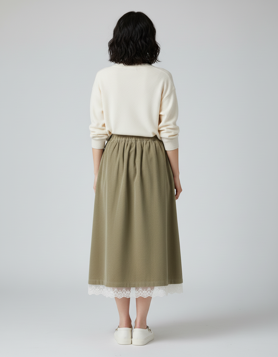 Jupe Longue Velours Côtelé Brodée Bohème