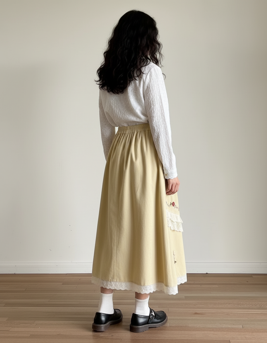 Jupe Longue Jaune Brodée Bohème