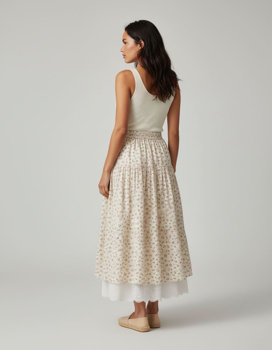 Jupe Longue Fleurie Dentelle Bohème