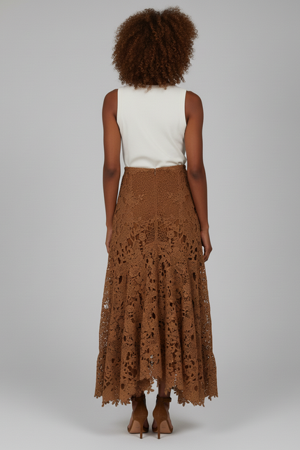Jupe Longue Dentelle Asymétrique Bohème