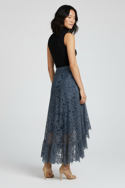 Jupe Longue Dentelle Asymétrique Élégante