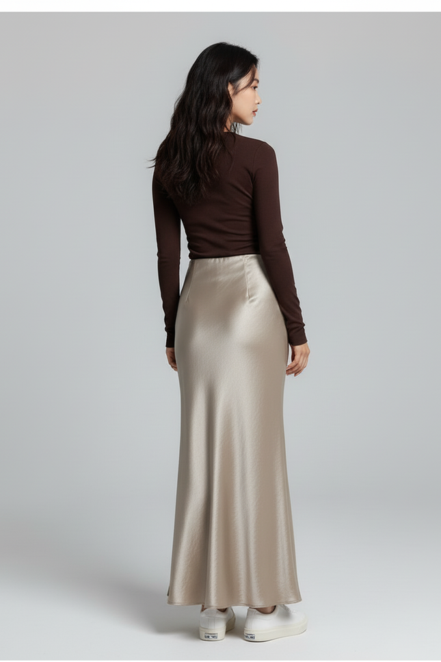 Jupe Longue Satin Sirène Élégante