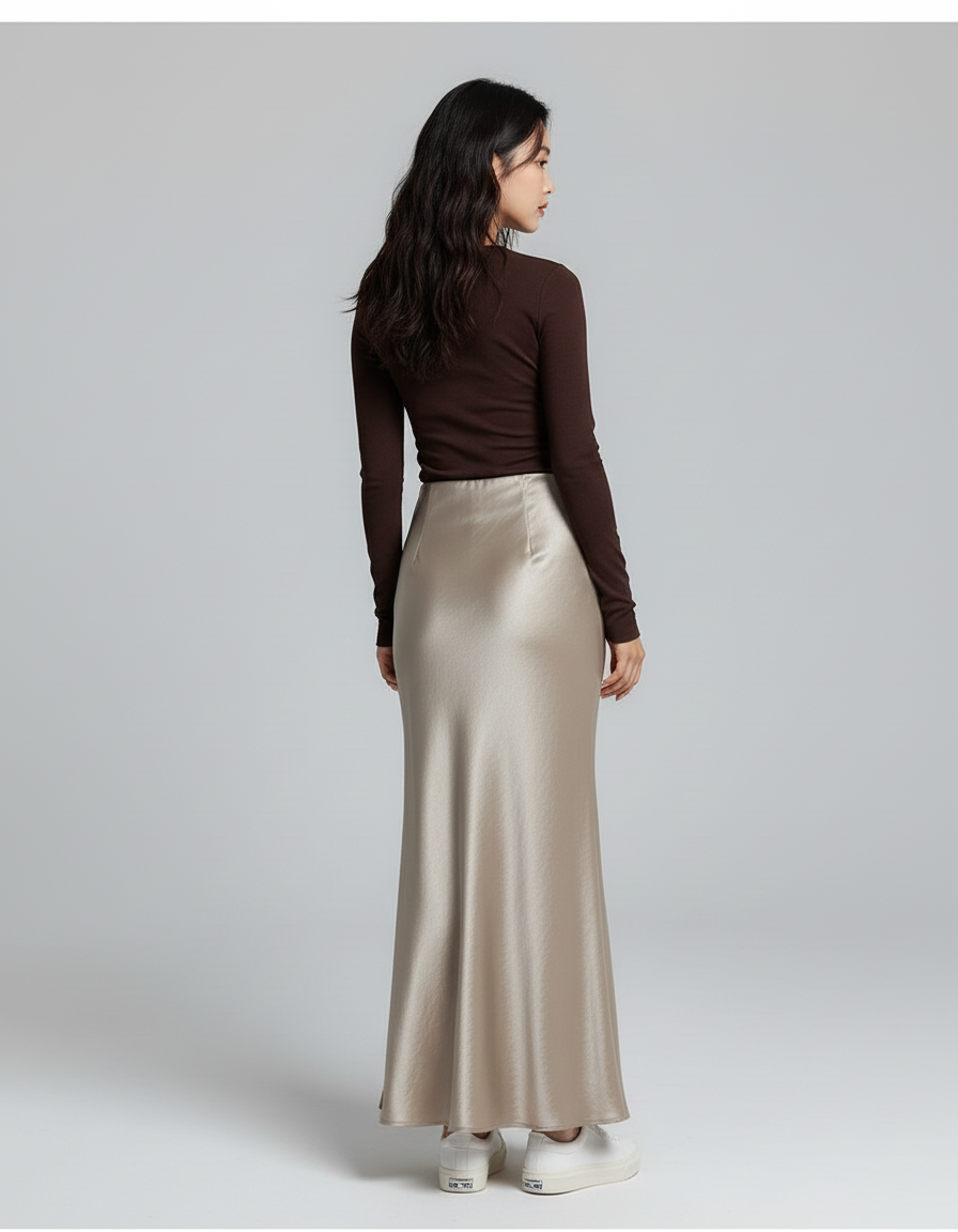 Jupe Longue Satin Sirène Élégante