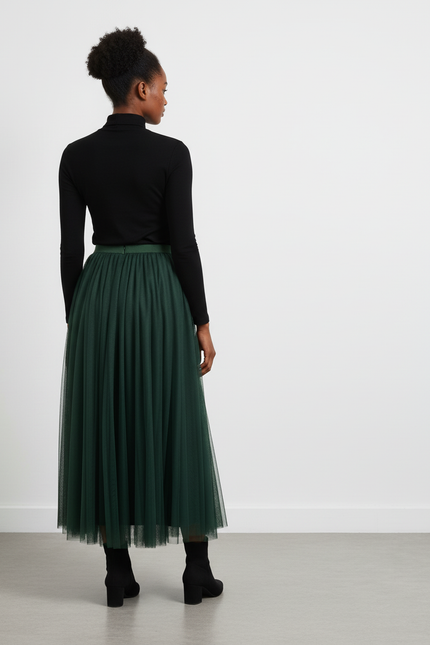 Jupe Longue Vert Foncé Fluide Élégante