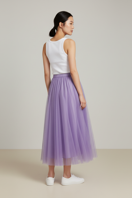 Jupe Longue Tulle Violette Fluide Femme