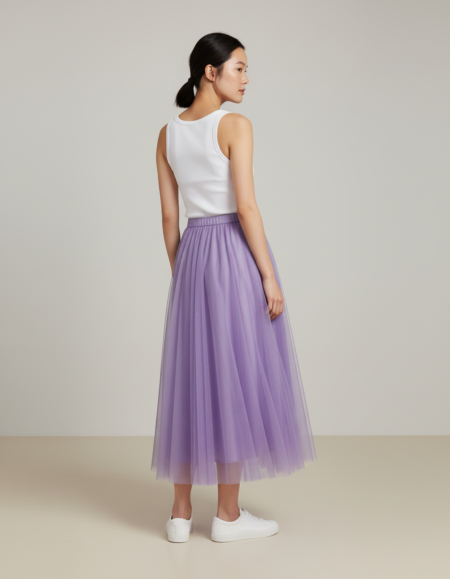 Jupe Longue Tulle Violette Fluide Femme