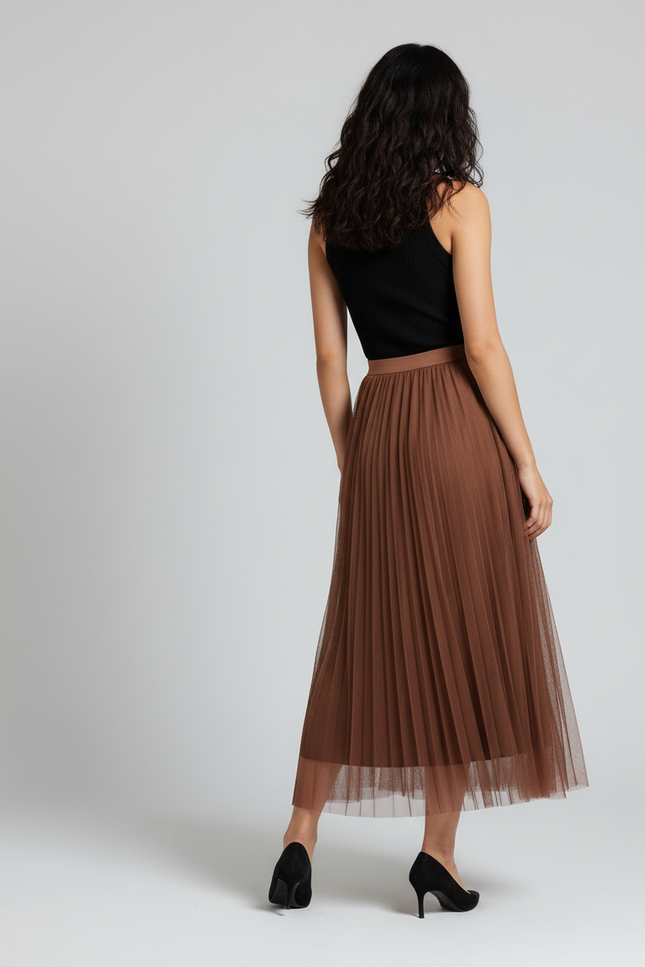 Jupe Longue Chiffon Plissée Fluide