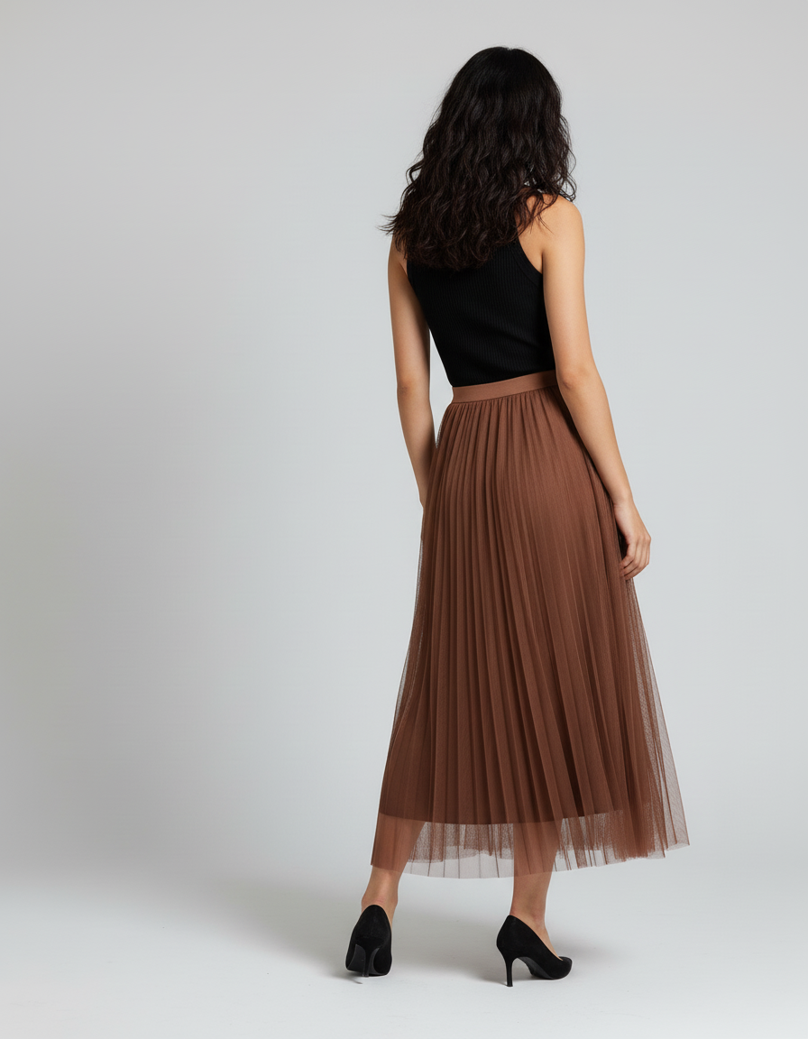 Jupe Longue Chiffon Plissée Fluide