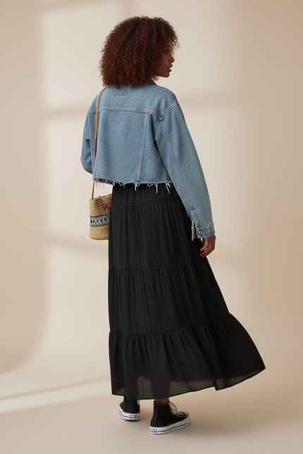 Jupe Longue Crepe De Coton