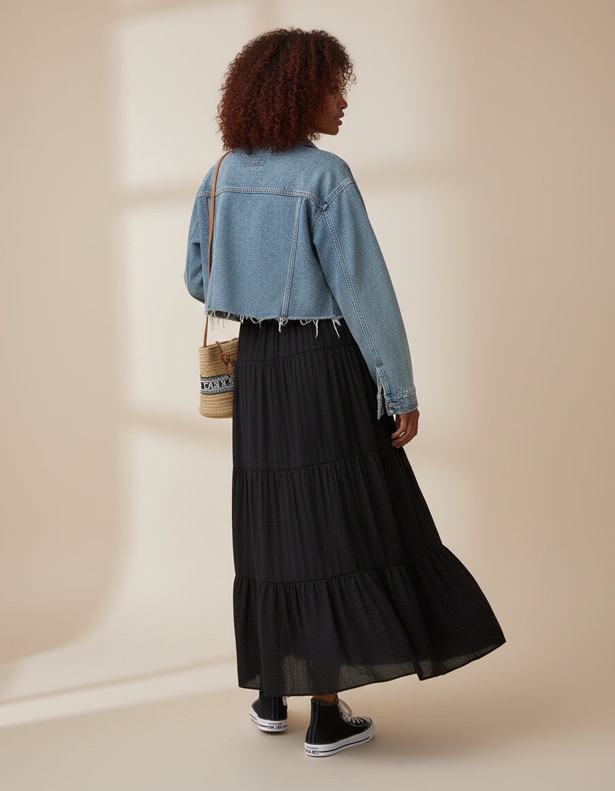 Jupe Longue Crepe De Coton