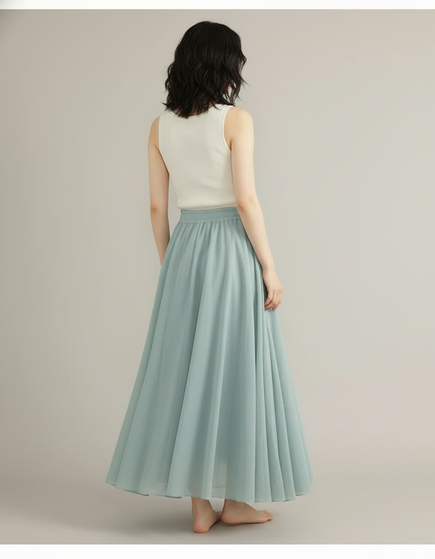 Jupe Longue Taille Haute Fluide