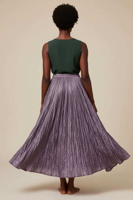 Jupe Longue Violette Plissée Fluide