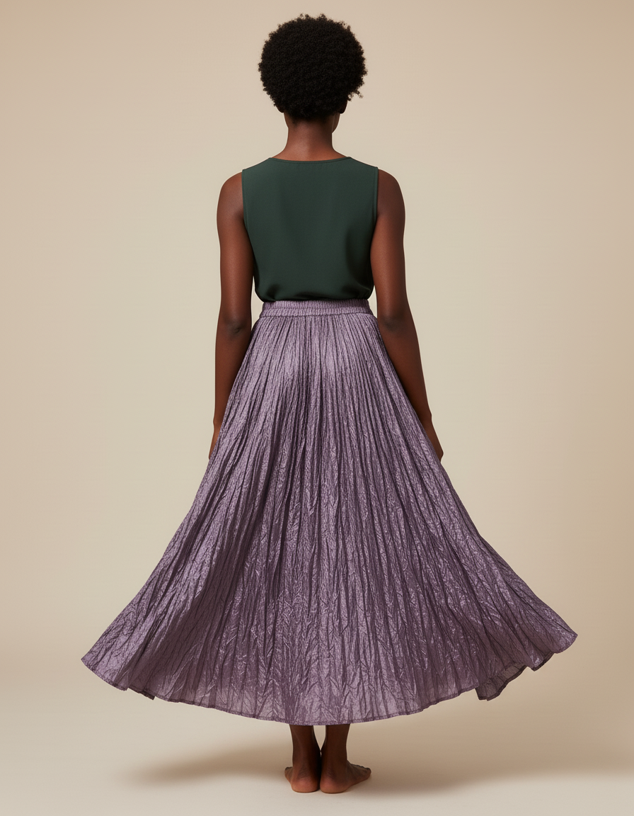 Jupe Longue Violette Plissée Fluide