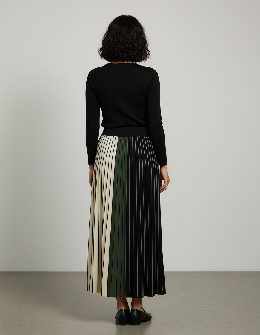 Jupe Plissée Longue Noire Et Blanche