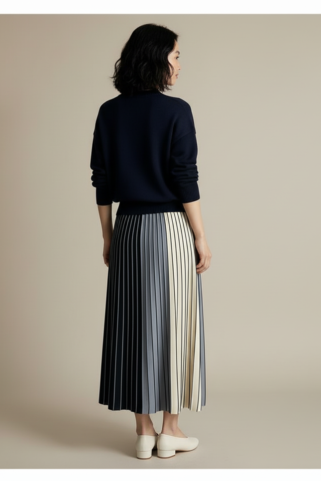 Jupe Longue Rayée Marine