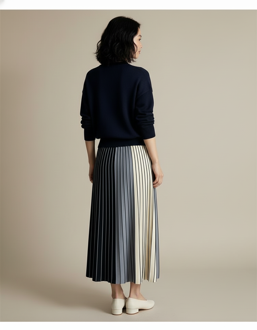 Jupe Longue Rayée Marine