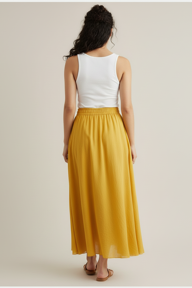 Jupe Longue Moutarde Femme