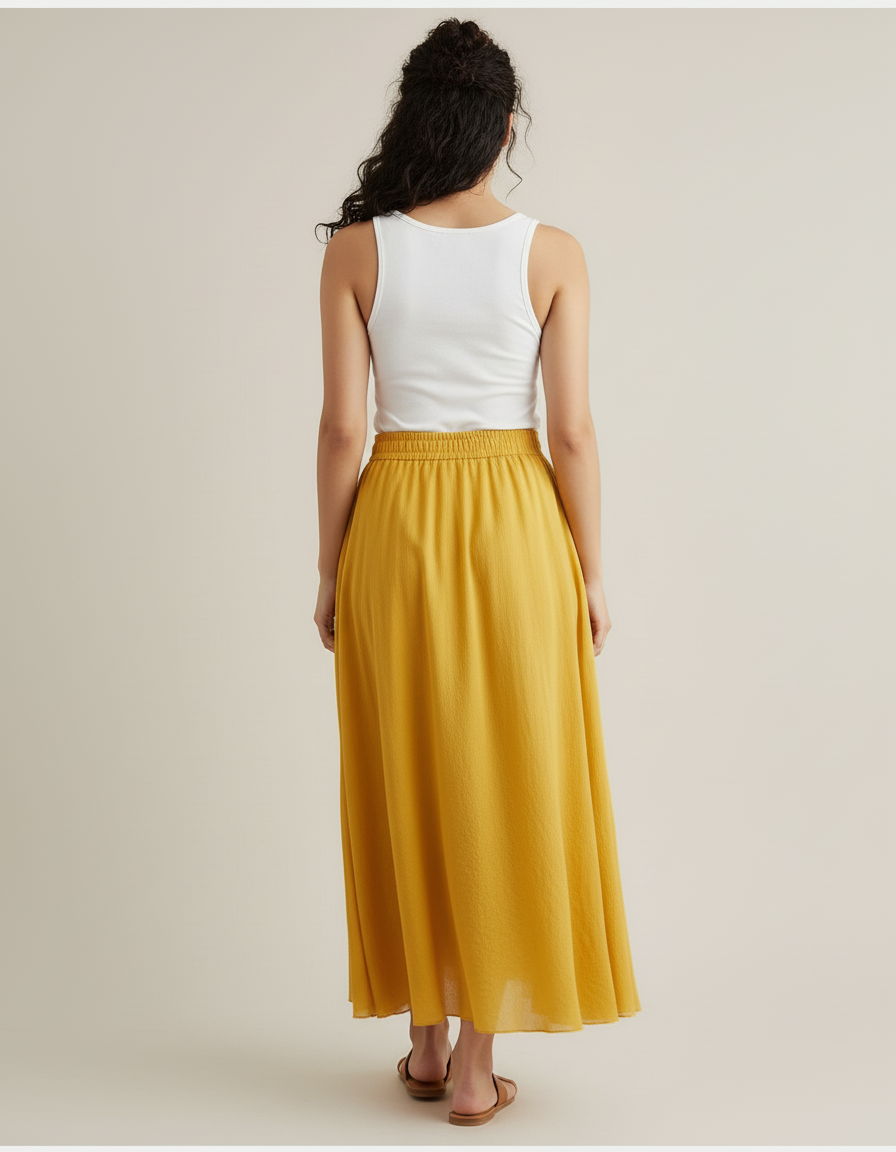 Jupe Longue Moutarde Femme