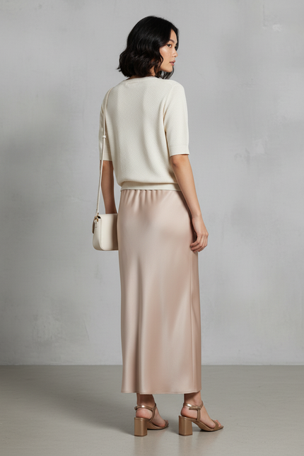 Jupe Longue Satinée Fluide Élégante Mode