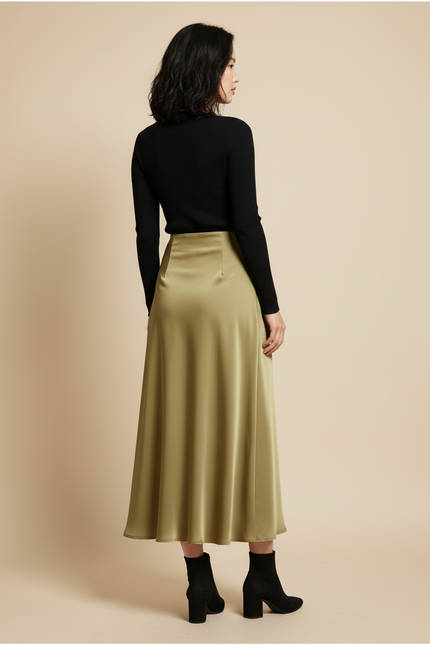 Jupe Longue Satin Fluide Élégante Tenue