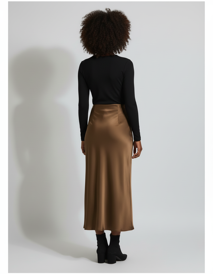 Jupe Longue Satin Fluide Élégante Tendance