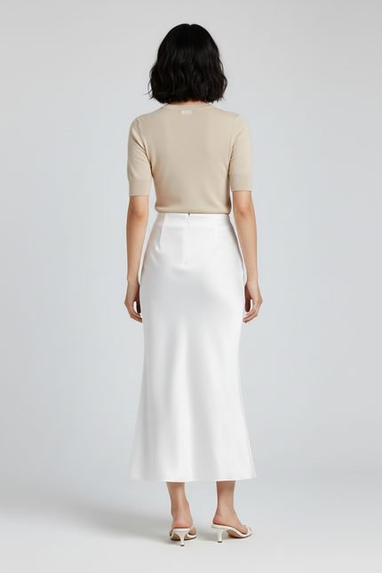 Jupe Longue Satin Blanc Élégante