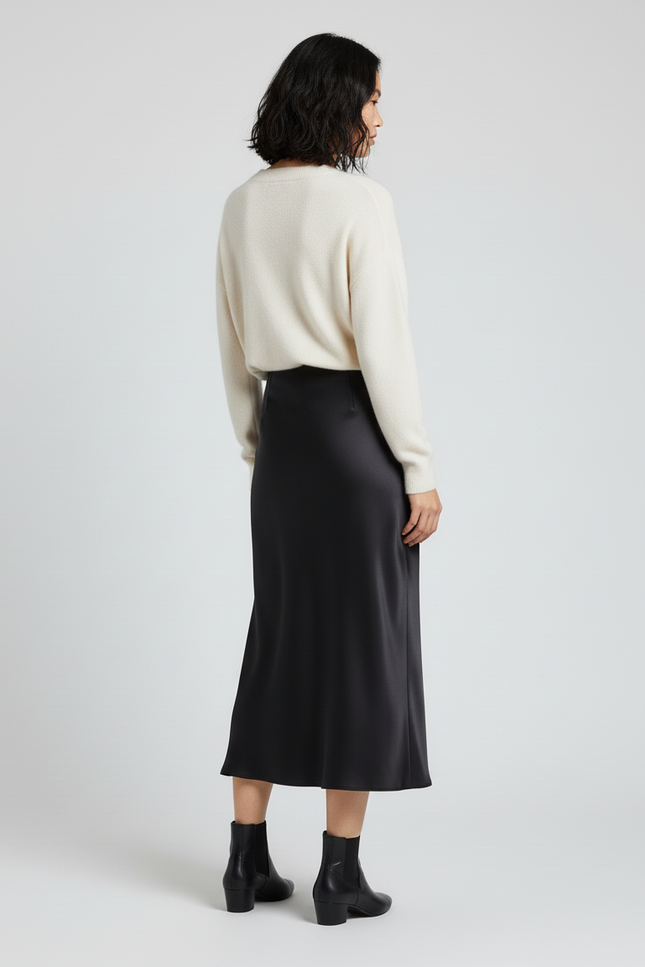 Jupe Noire Femme Mi-Longue