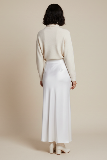 Jupe Longue Blanche Satin Élégante