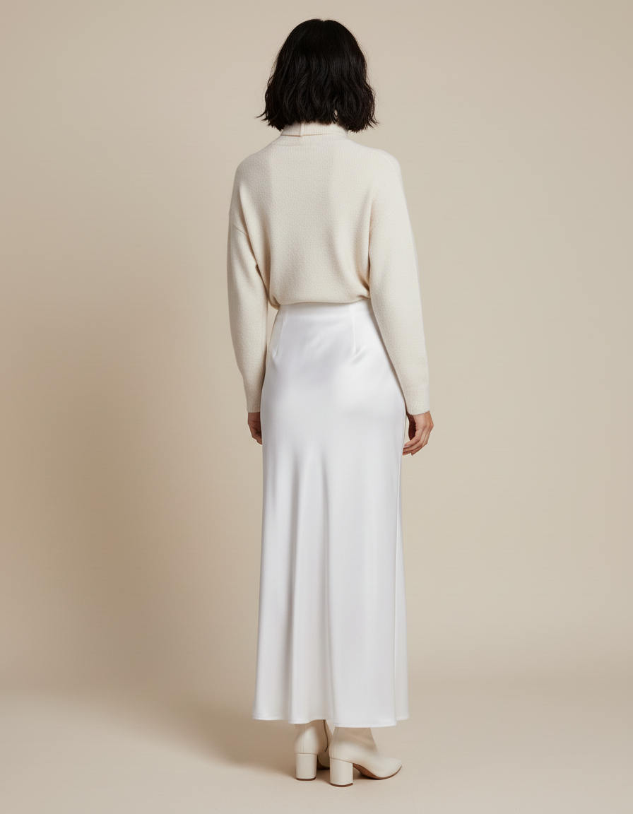 Jupe Longue Blanche Satin Élégante