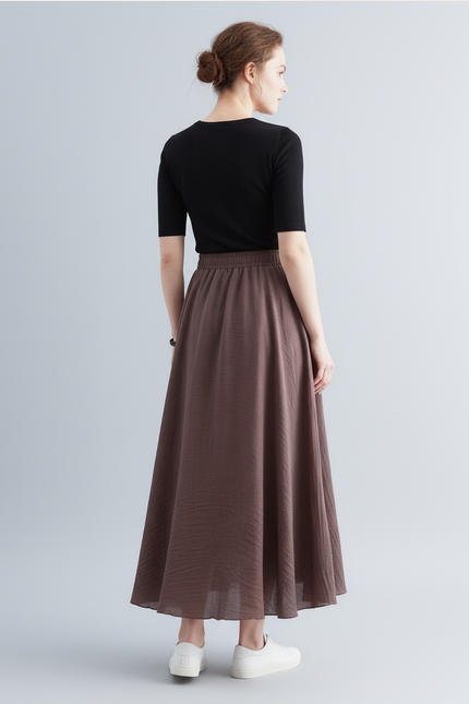 Jupe Longue Marron Femme