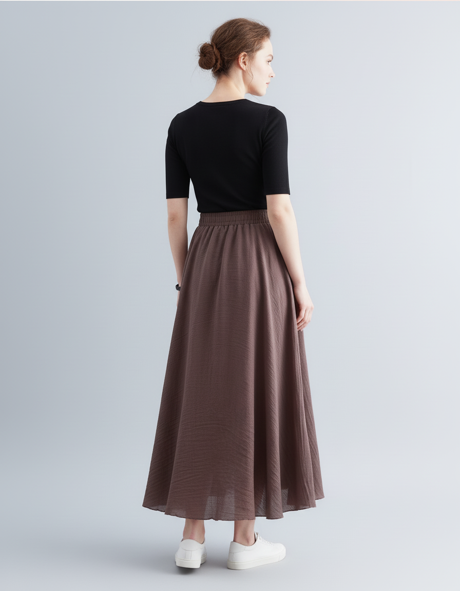 Jupe Longue Marron Femme