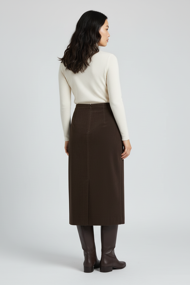 Jupe Longue Marron Daim Chic