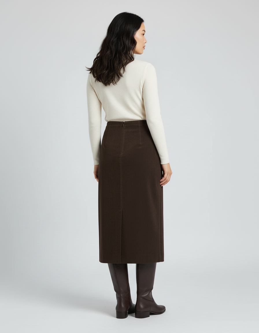 Jupe Longue Marron Daim Chic