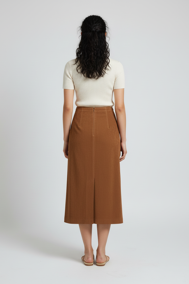 Jupe Longue Cuir Camel