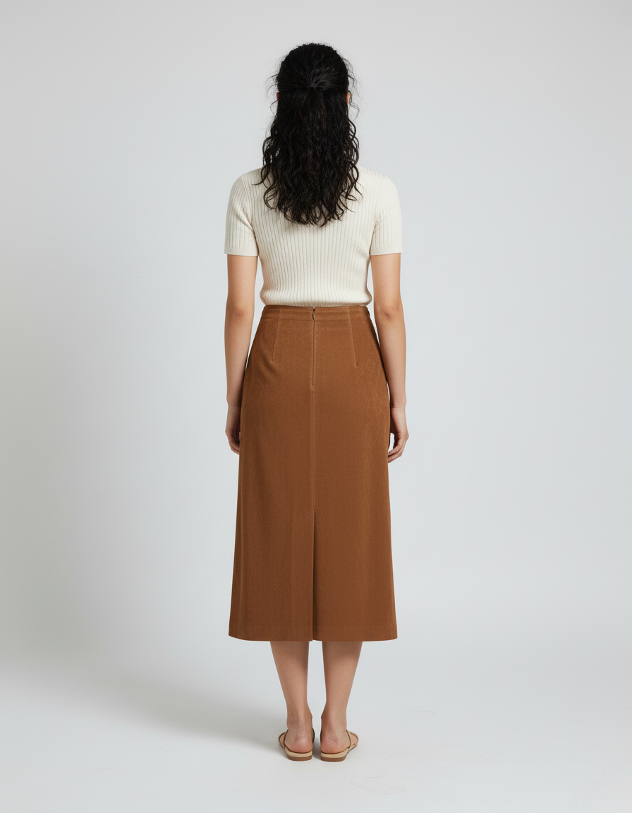 Jupe Longue Cuir Camel