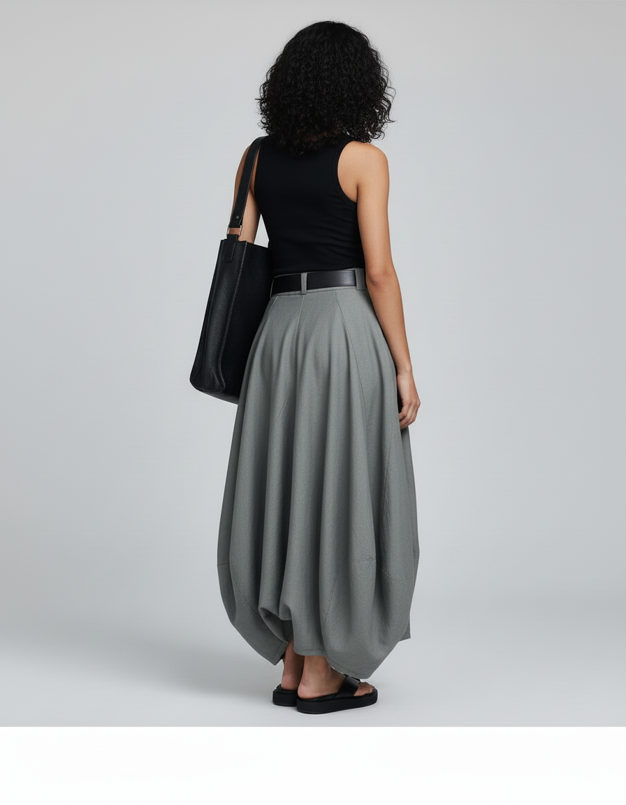 Jupe Longue Ample Décontractée Grise