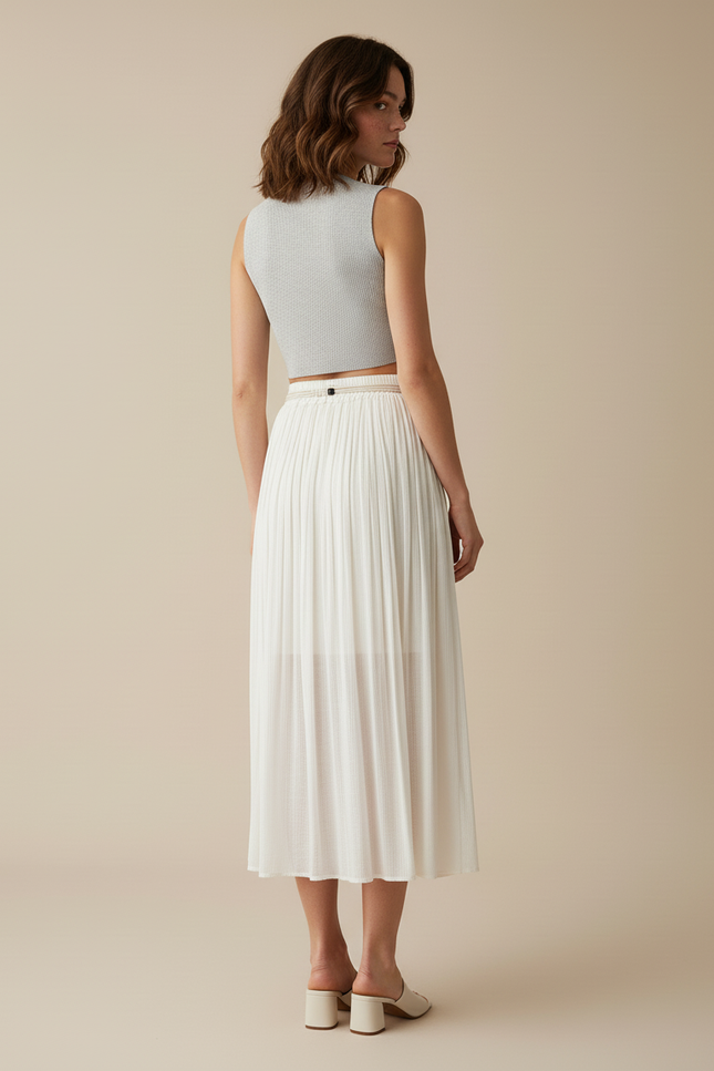 Jupe Plissee Longue Ecru