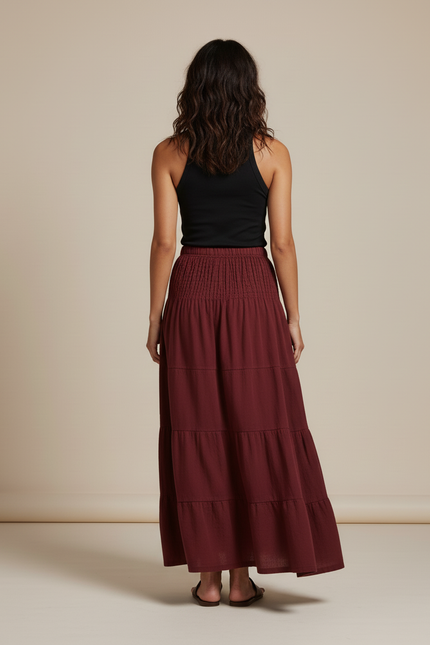 Jupe Longue Boheme Bordeaux