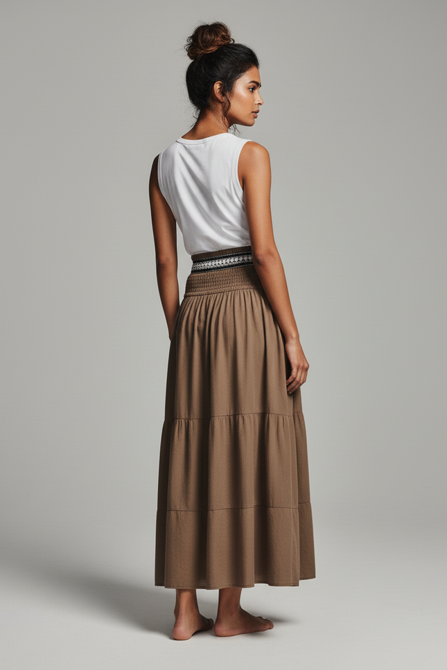 Jupe Longue Marron Fluide Bohème