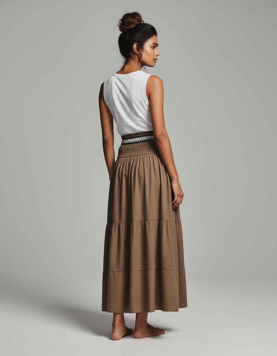 Jupe Longue Marron Fluide Bohème