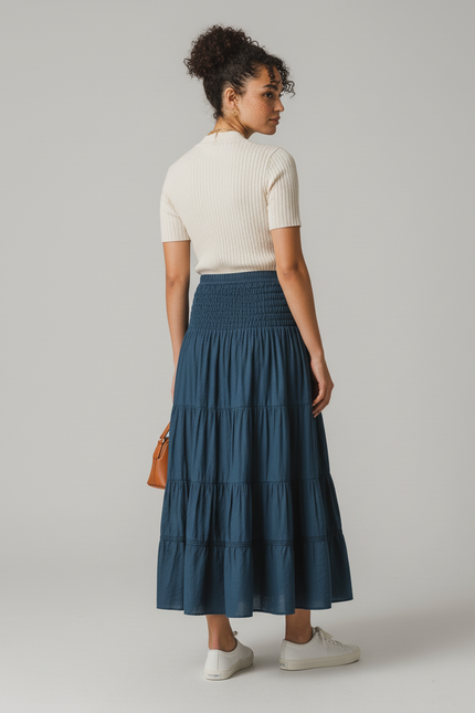 Jupe Longue Bleue Taille Haute Bohème