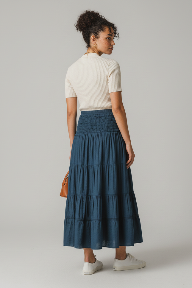 Jupe Longue Bleue Taille Haute Bohème