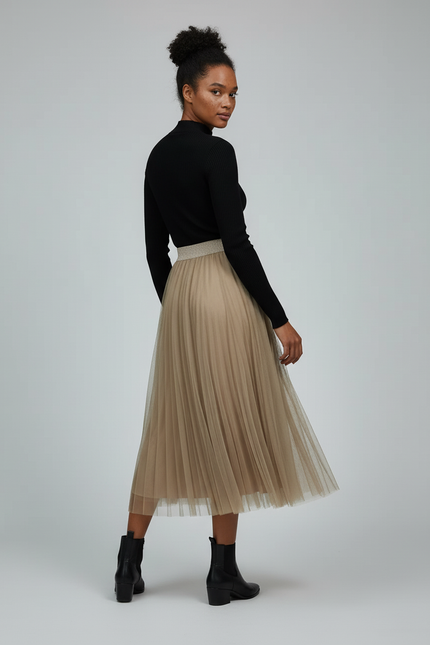 Jupe Longue Tulle Plissée Élégante