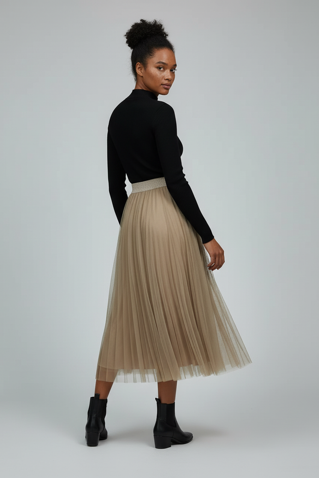 Jupe Longue Tulle Plissée Élégante