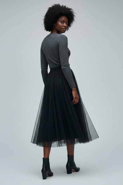 Jupe Longue Plissée Tulle Élégante