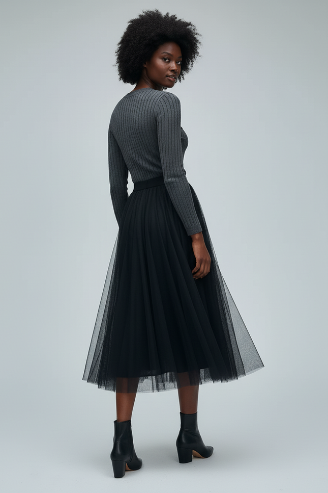 Jupe Longue Plissée Tulle Élégante