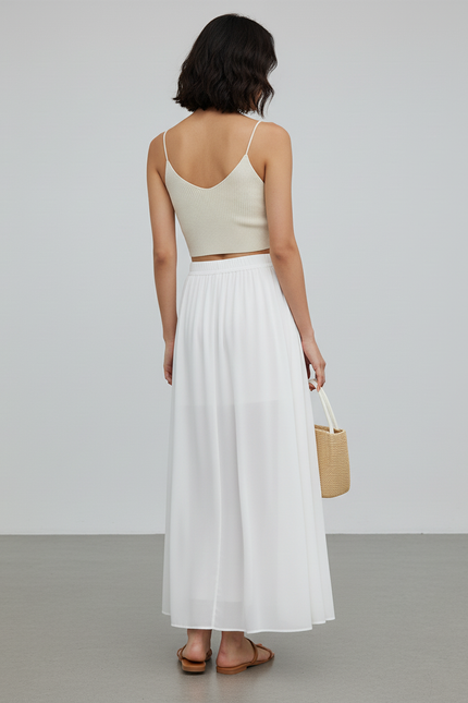 Jupe Longue Blanche Mousseline Élégante