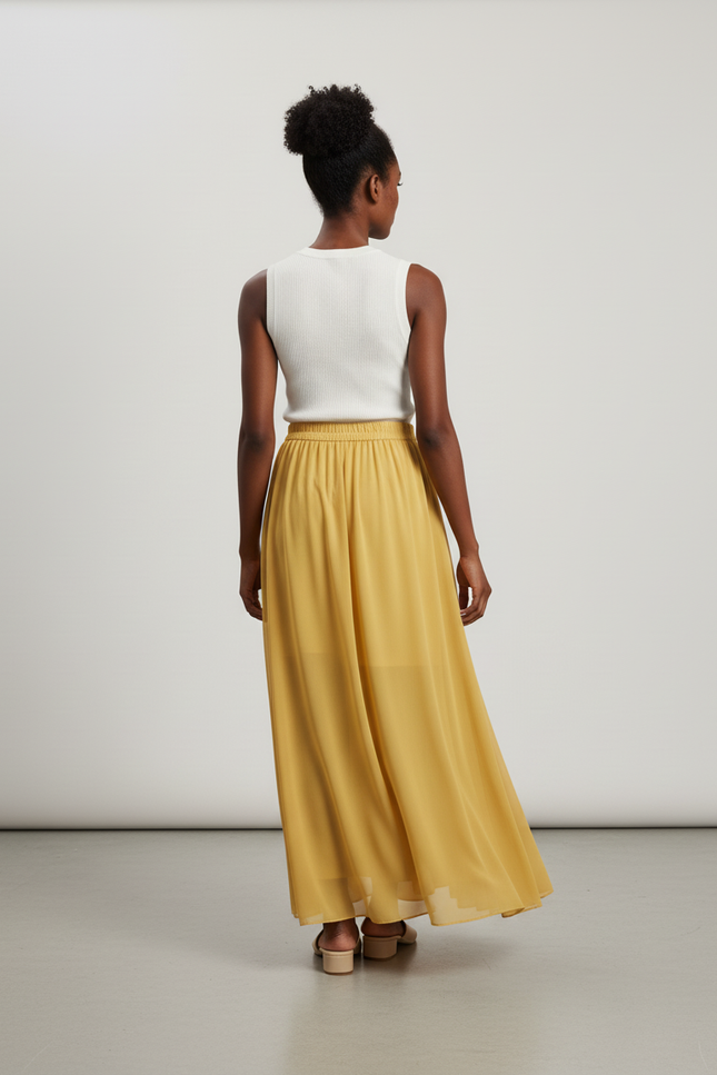 Jupe Longue Jaune Mousseline Fluide